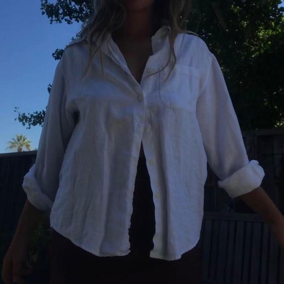 White linen button up shirt Eddie Bauer - Picture 2 of 5